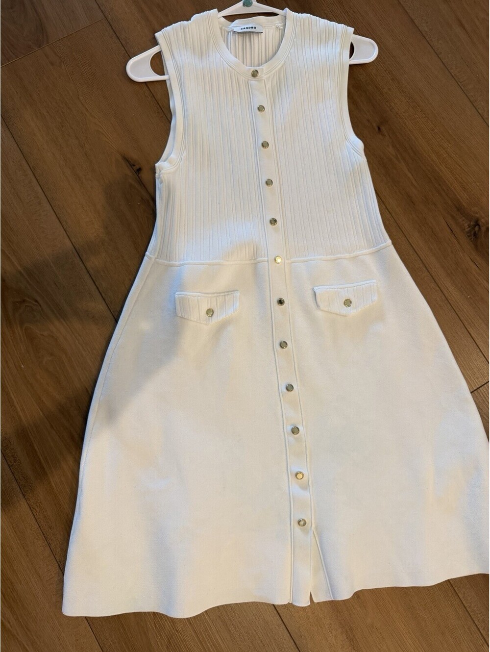 Sandro White Rib Knit Mini Dress Small/medium SUCH A BEAUTY $293 - Picture 4 of 14